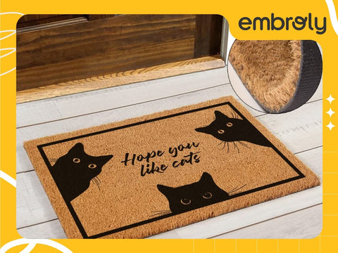 Funny “hope you like cats” doormat