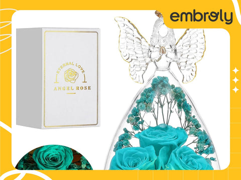 Glass Angel With Preserved Roses, available at Mother's Day gifts target.