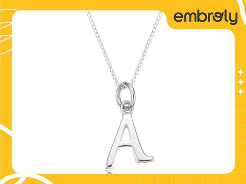 Initial Letter Necklace - Silver Curve