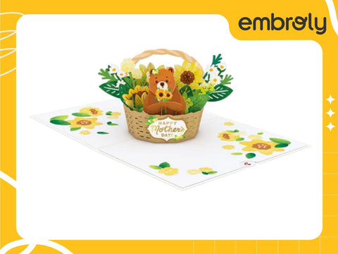 Lovely bear in the sunflower wind mother's day gifts cards