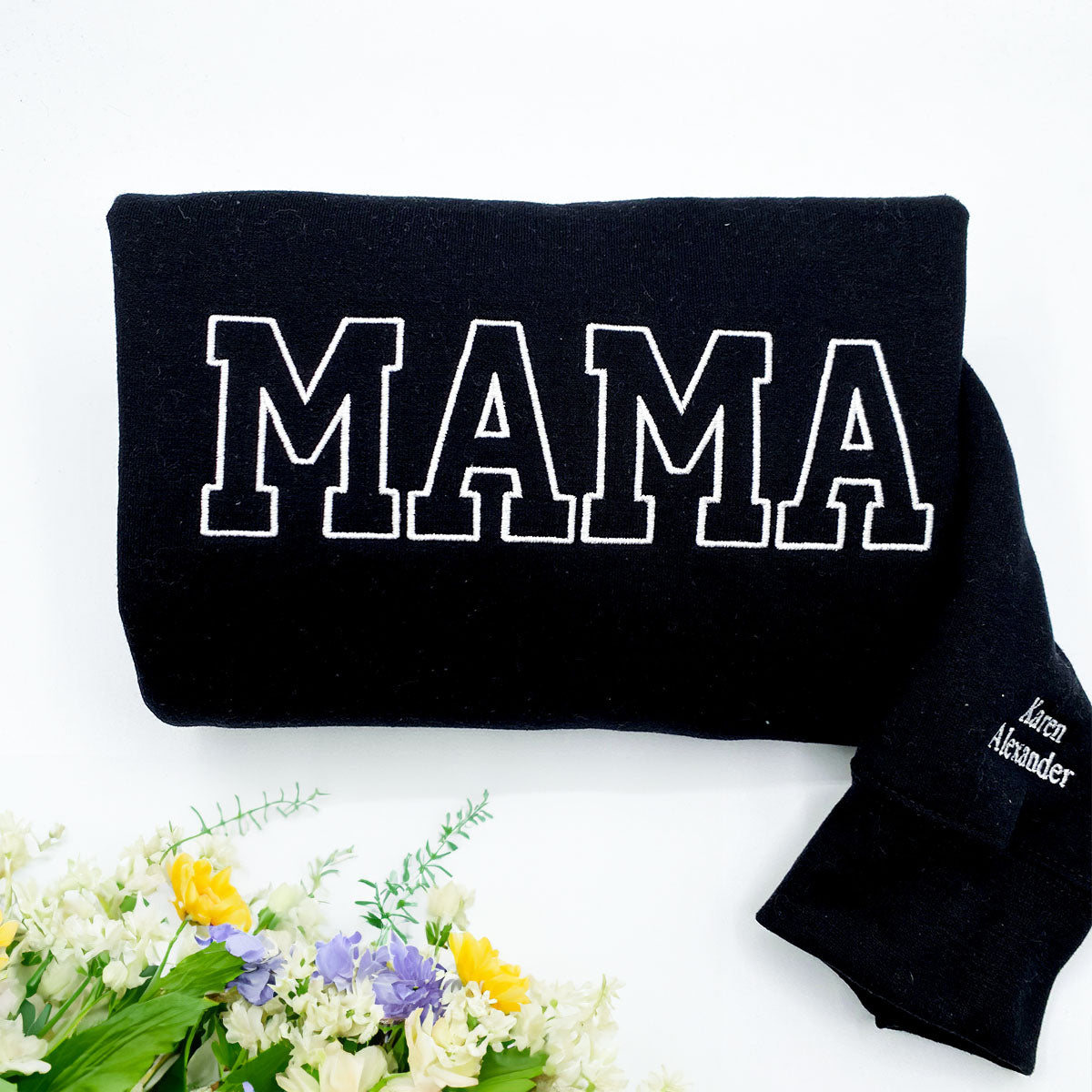 Custom Embroidered Momma Sweatshirt with Kid Names on Sleeve, Personal -  Embroly