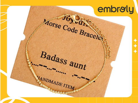 Mother's Day gift ideas for aunt - Badass Aunt Morse code bracelet