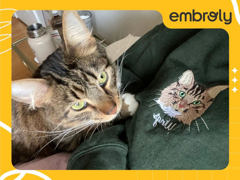 Order a custom cat mom sweatshirt on Embroly.com