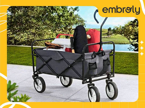 Wagon that Folds, for easy transportation of soccer gear for soccer moms