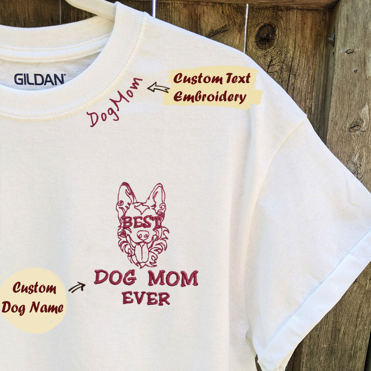 Custom Dog Mom Embroidery Design Shirt, Dog Mother's Day Gifts