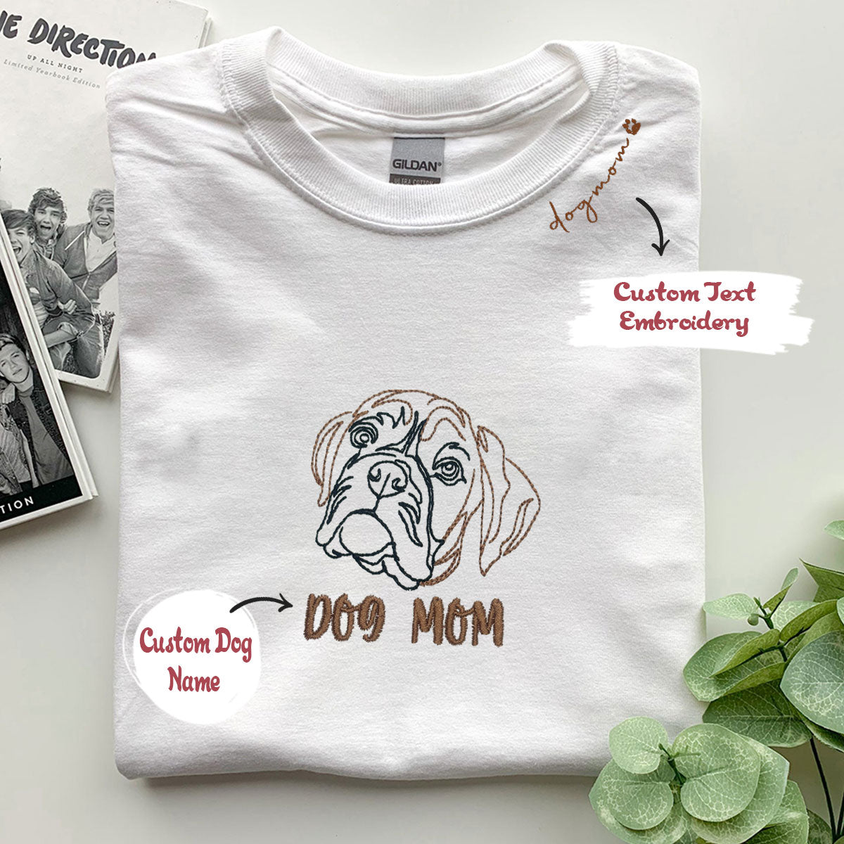 Custom Dog Mom Embroidery Design Shirt, Dog Mother's Day Gifts, Customized Dog  Mom Shirt With Icon - Embroly