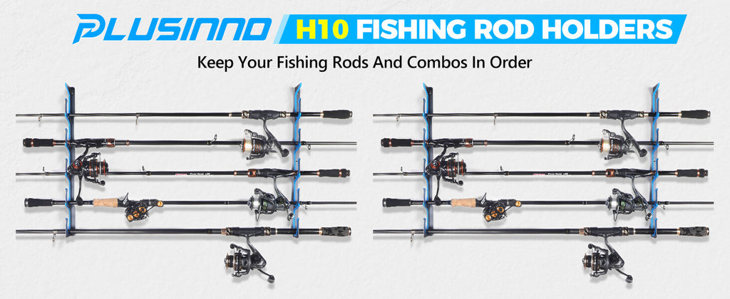 PLUSINNO H5 Horizontal Fishing Rod Holder for Wall and Ceiling