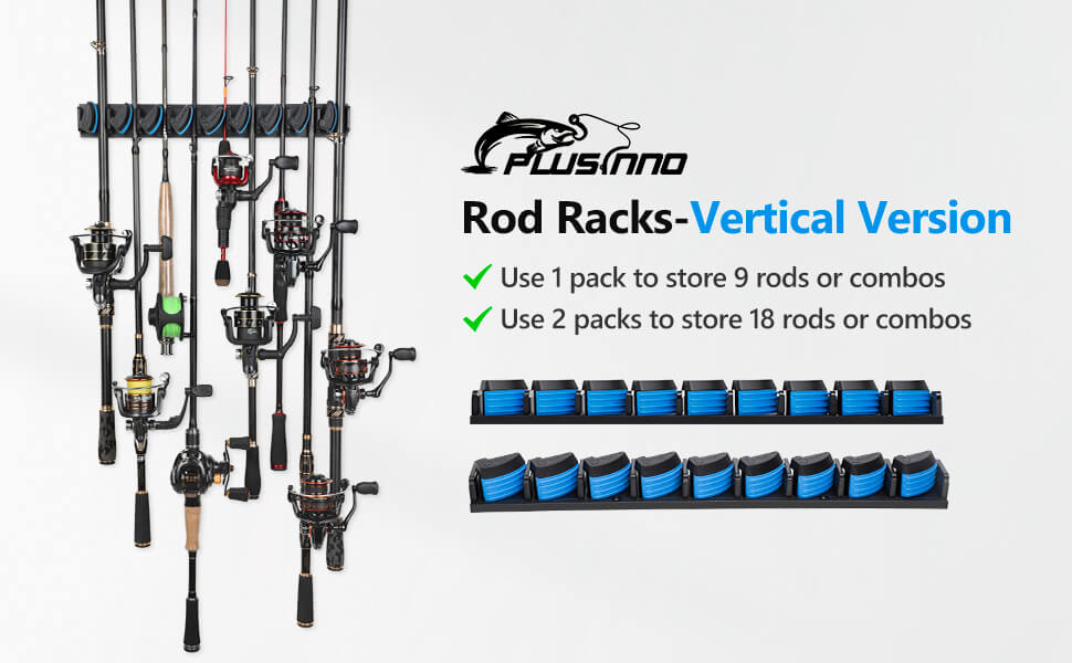  PLUSINNO Fishing Gifts for Men - V6 Vertical Fishing Rod/Pole  Holders, Support Extra Large & Heavy Fishing Rod Combos, Fishing Rod Holders  for Garage, Wall Mounted Fishing Rod Rack Storage 