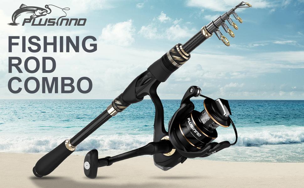 PLUSINNO Fishing Rod and Reel Combos Carbon Fiber Telescopic Fishing Pole  with Reel Combo Sea Saltwater Freshwater Kit Fishing Rod Kit