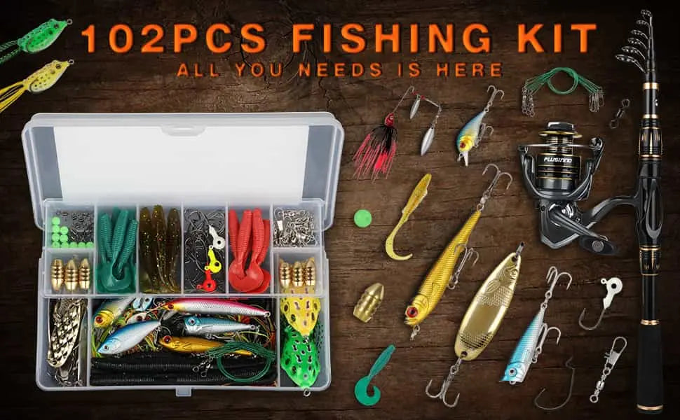 PLUSINNO 102Pcs Fishing Lures Kit – Plusinno