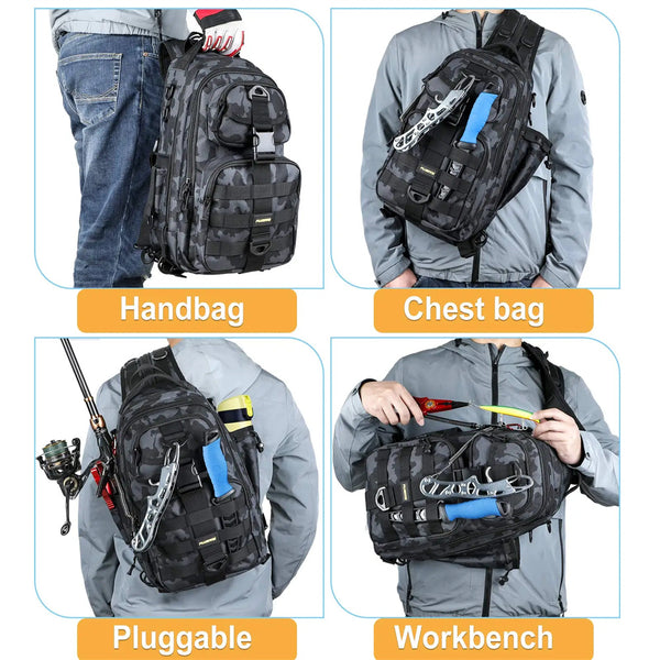 Fishing Tackle Bag Saltwater Fishing Gear Bag Large Waterproof Bag Storage  Bag Tackle Box Organizer with Detachable Shoulder Strap for Fishing Hiking
