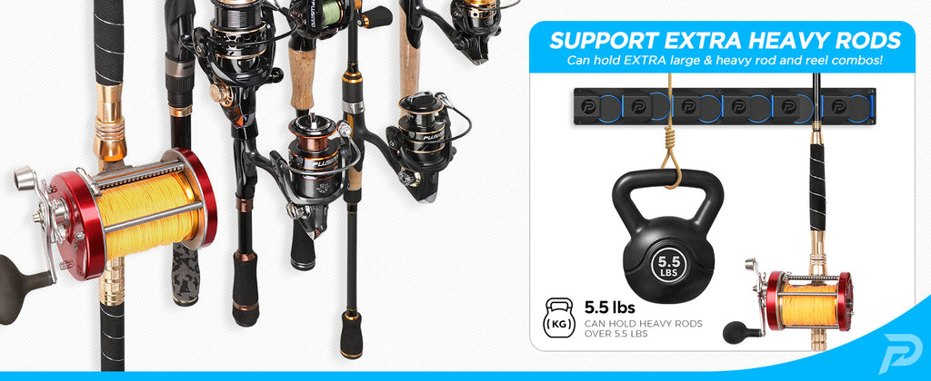 PLUSINNO V12 Fishing Rod Holder Garage Vertical Wooden Fishing Rod Holder  Fishing Rod Rack Holds up to 12 Combinations or Fishing Net Storage  Organizer Shelves : : Sports & Outdoors