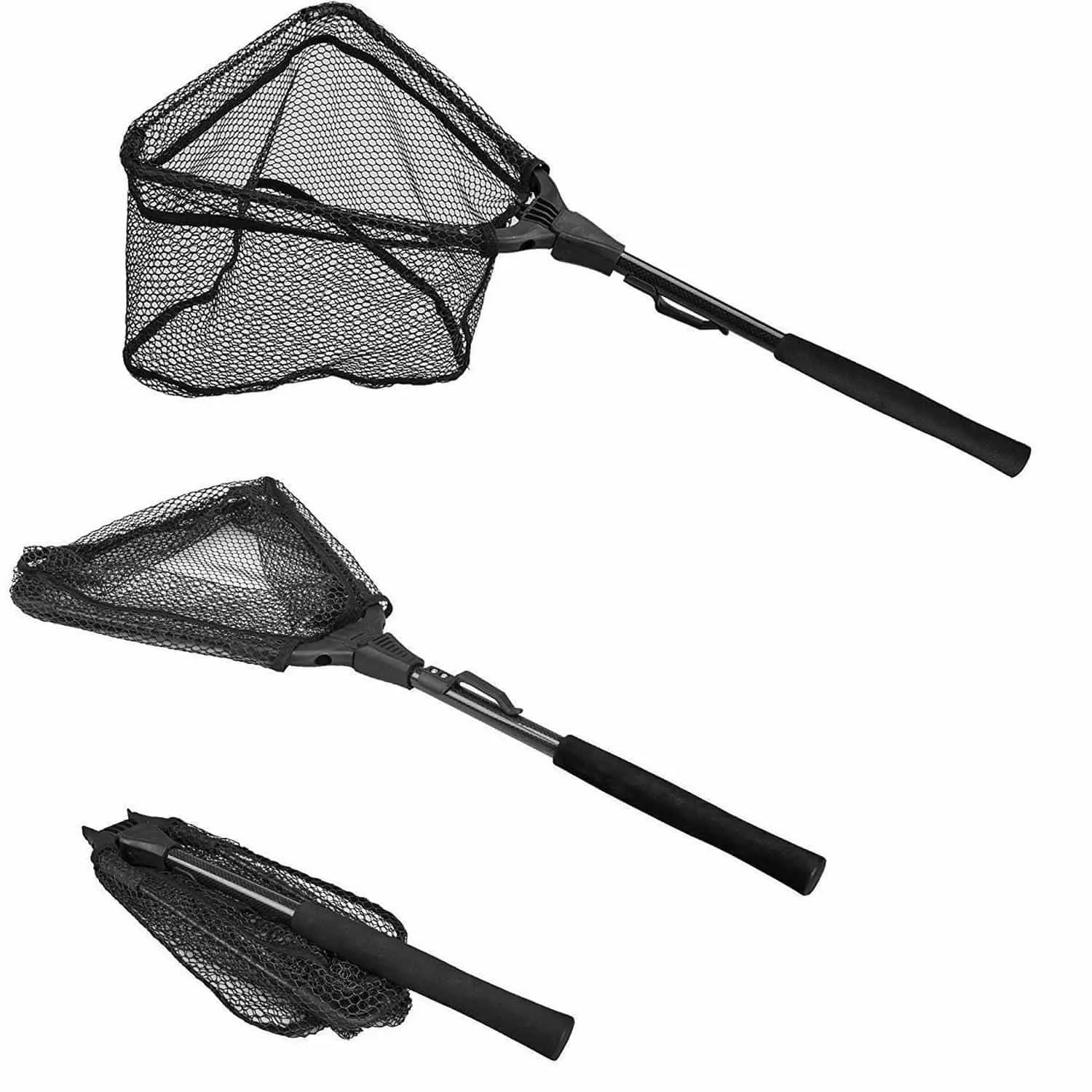 Aluminum Alloy Fast Folding Hand Nets Rubber Net Outdoor Sports Fly Fishing  Net Black Small Fish Pocket Tadpole Dual-Use - AliExpress