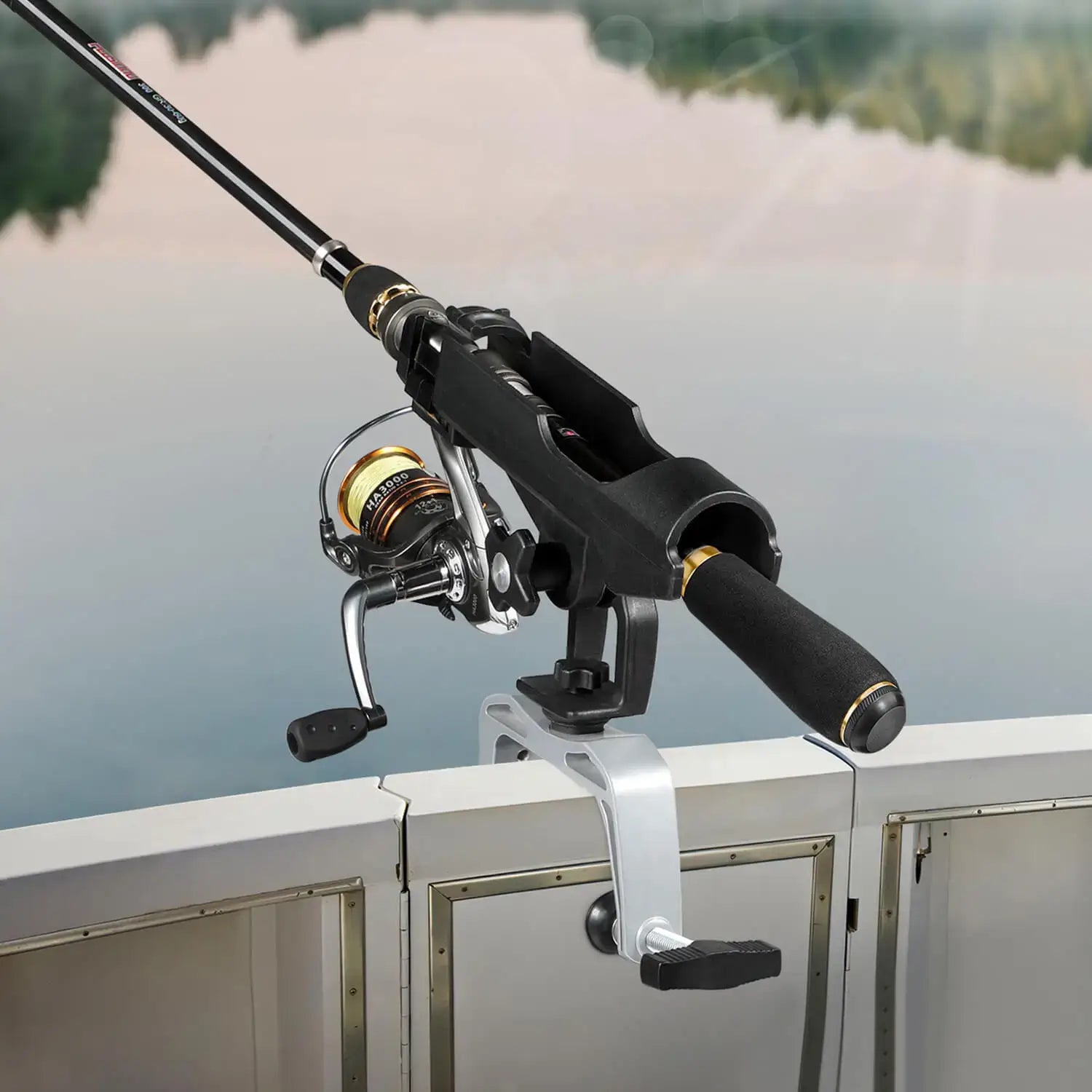 Fishing Boat Rods Holder with Large Clamp Opening 360 Degree Adjustable 2  Pack