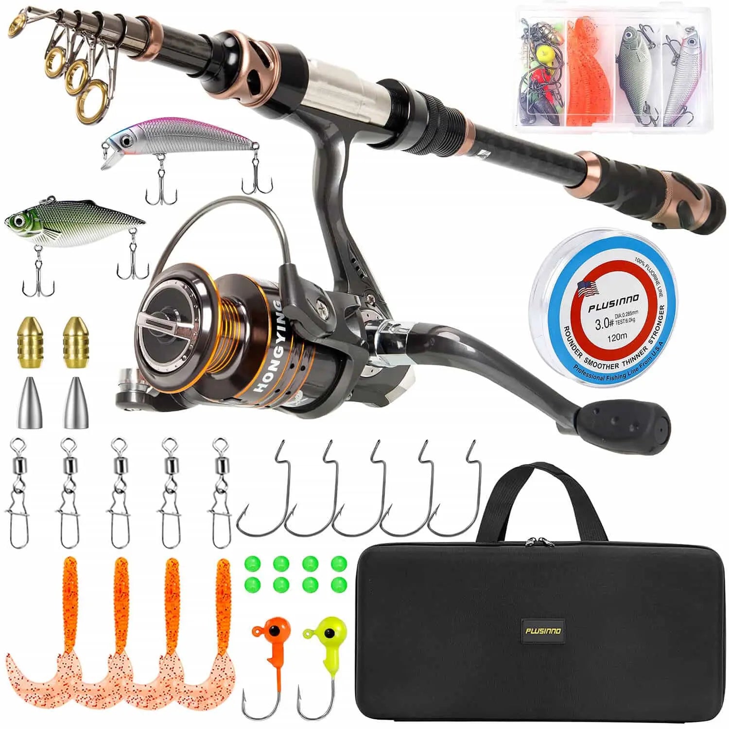 PLUSINNO Eagle Hunting Ⅱ Telescopic Fishing Rods and Reel Combos