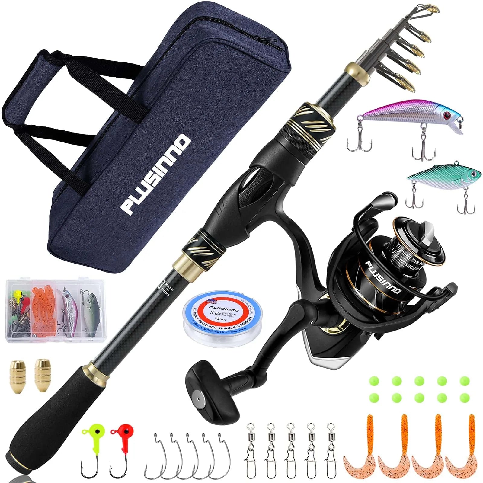 Fishing Rod Reel Combos, Non Slip Fishing Pole Kit AE3000 Reel