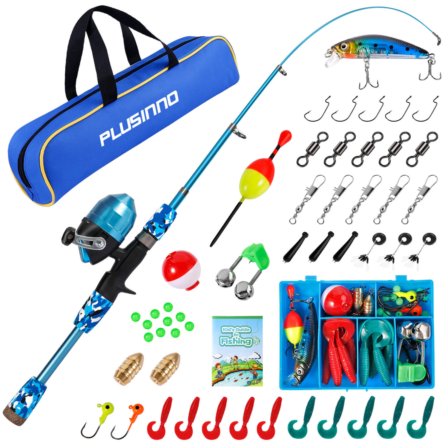 PLUSINNO KFR4 Kids Fishing Rod Combo Full Kits without Net – Plusinno