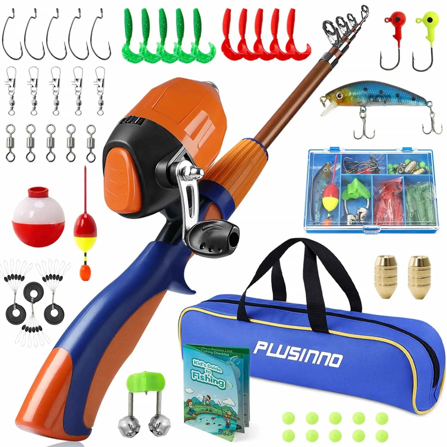 PLUSINNO Kids Fishing Pole,Portable Telescopic Fishing Rod and Reel Full  Kits, Spincast Youth Fishing Pole Fishing Gear for Kids - AliExpress
