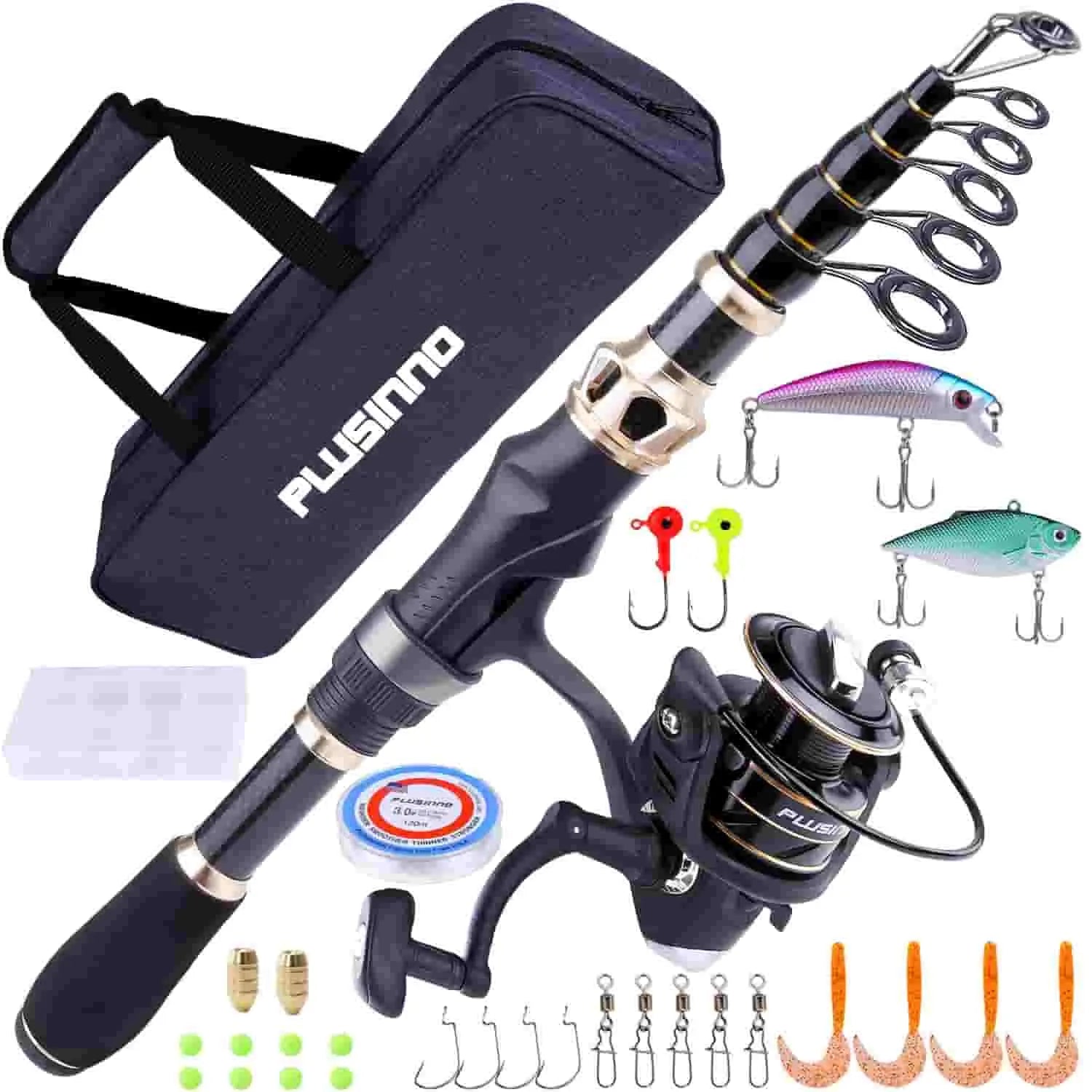 Full Kit Telescopic Fishing Rod and Reel Combos I PLUSINNO – Plusinno