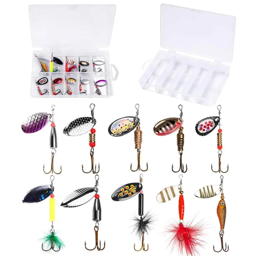 Plusinno 16pcs Fishing Lure Spinnerbait Kit With Portable Carry Bag Bass  Trout S for sale online