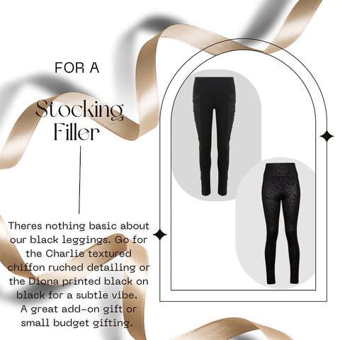 Shop Stocking Fillers, Black leggings with design details, textured fabrics and great prices.