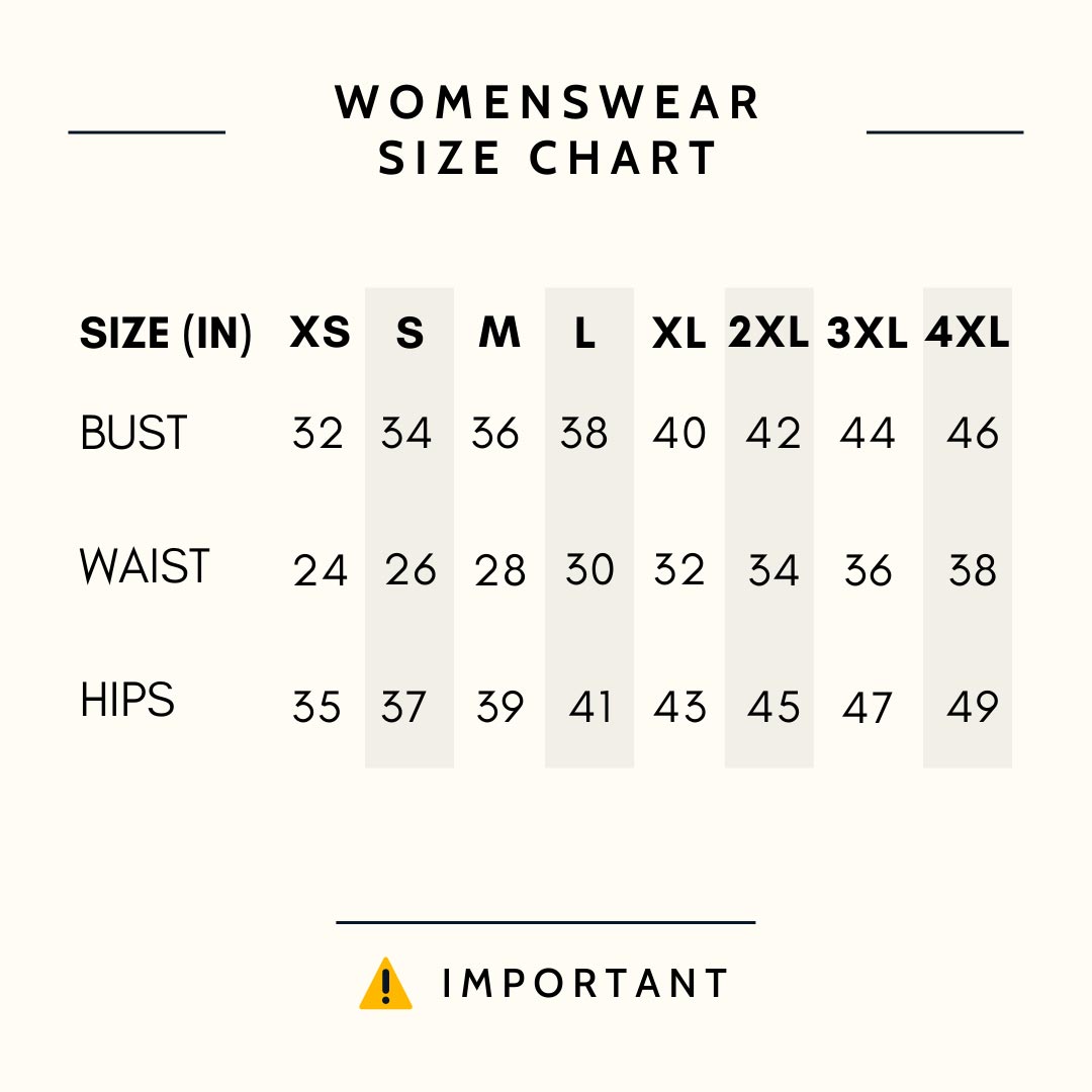 Women Sizing Chart based on body measurements | Anasua