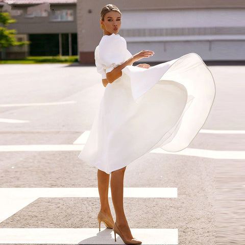 white dress aesthetic, white  summer dresses, puff sleeve dress, tgc fashion