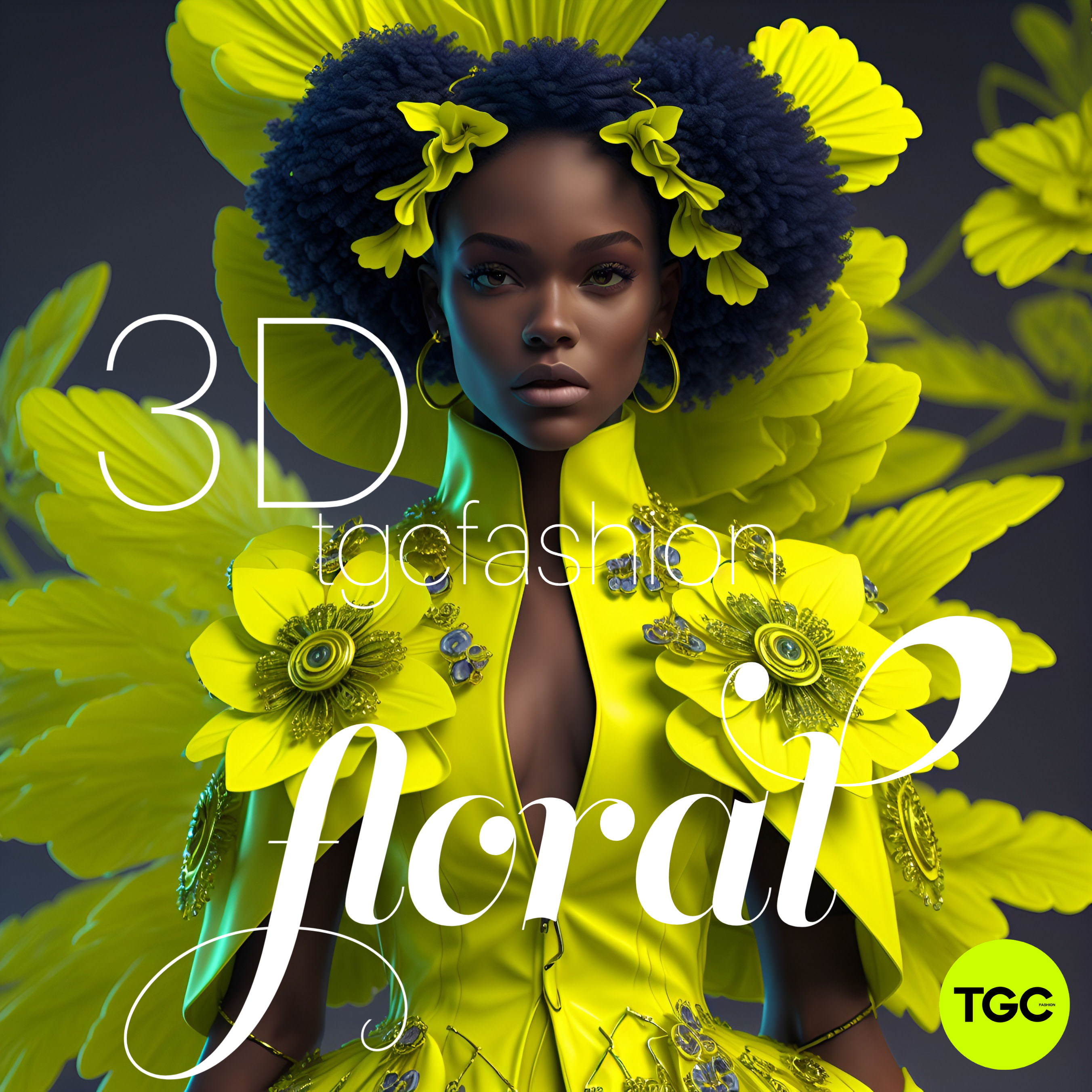 2023 fashion trends, neon yellow 3d floral dress