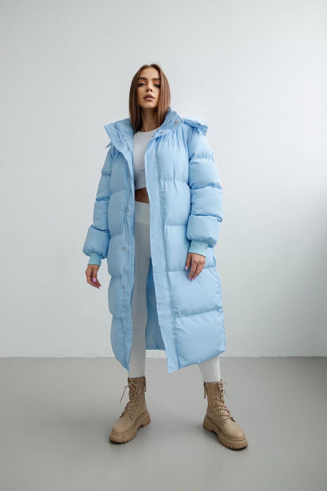 blue Aesthetic, fall outfits, winter outfits, long puffer jacket,