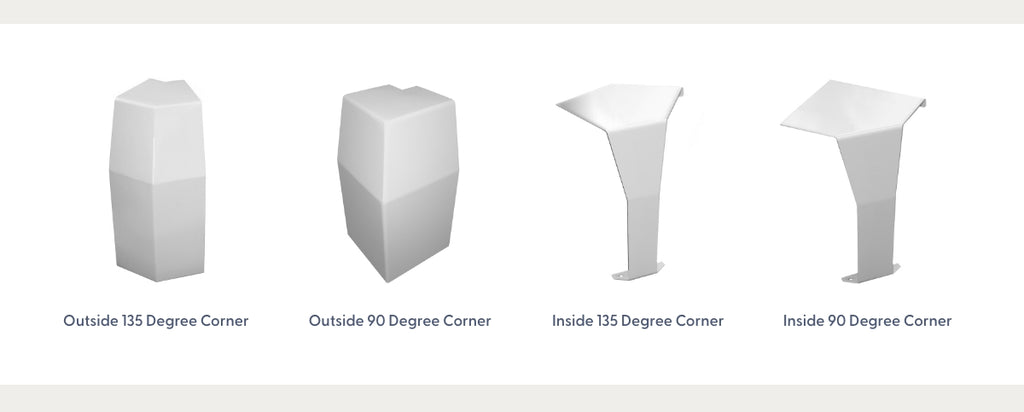 Picture of all the different types of endcaps for corners.