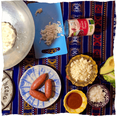 Zutaten Recipe Mexican Sopes con Chorizo y Salsa Morita
