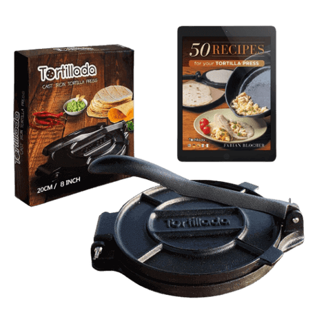 COMAL PAN AND TORTILLA PRESS (8IN) BUNDLE, Uno Casa