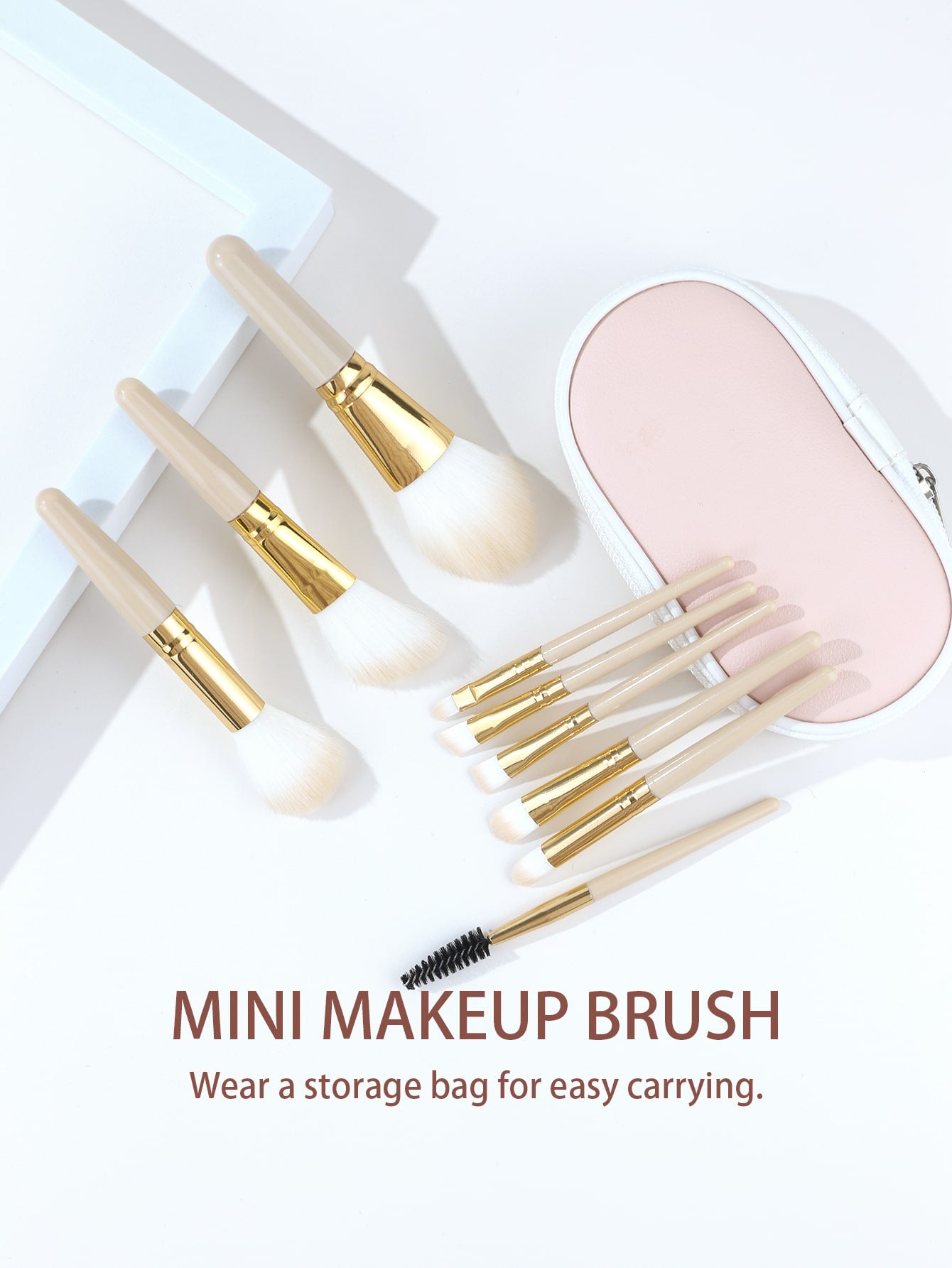 9PCS/set of apricot mini makeup brushes, delivery bag for easy carrying, loose powder brush, contour brush, eyeshadow brush, blush brush, makeup tool is the first choice Black Friday