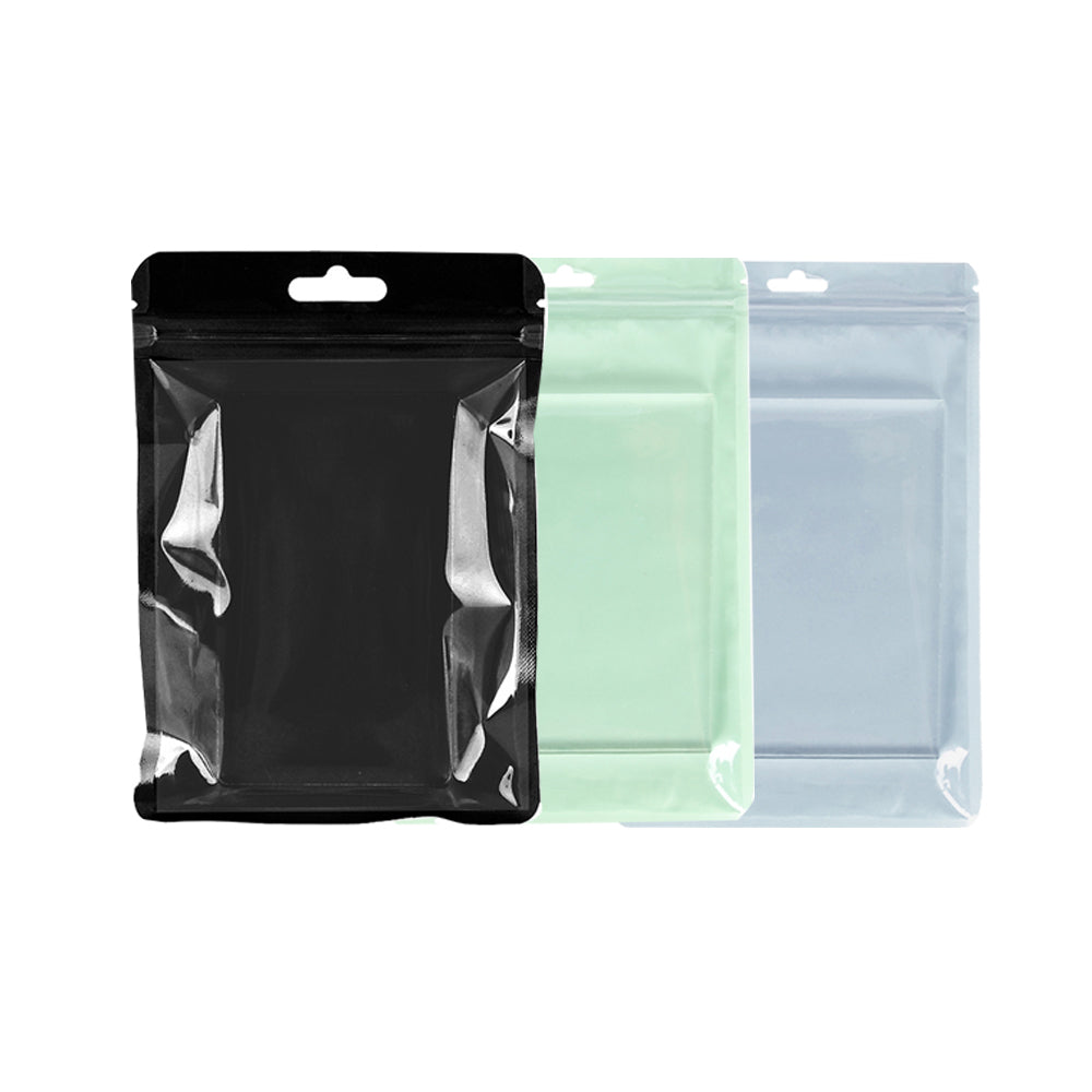 Custom Printed: Multi-size Glossy Clear Front Flat Zip Lock Bag Reusable Comestic Storage Plastic Pouch With Butterfly Hole