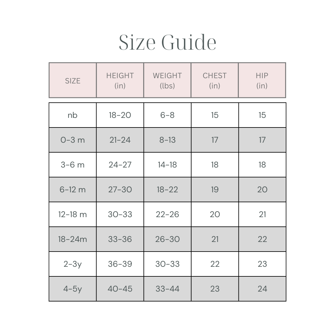 Size Guide – Little Barn Baby