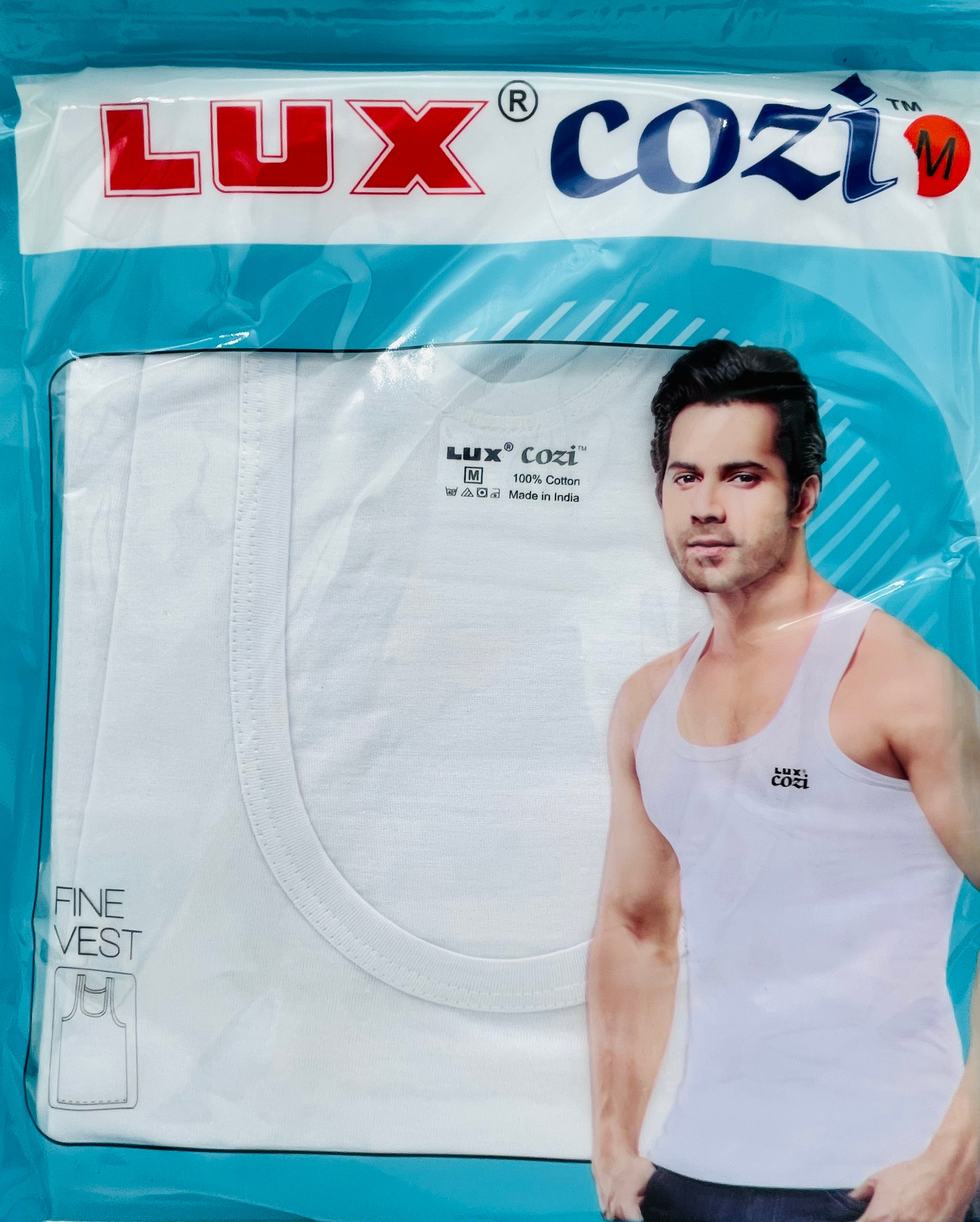 Lux Cozi Men's SOFT FINE 100% Cotton White VEST PACK 1 PC
