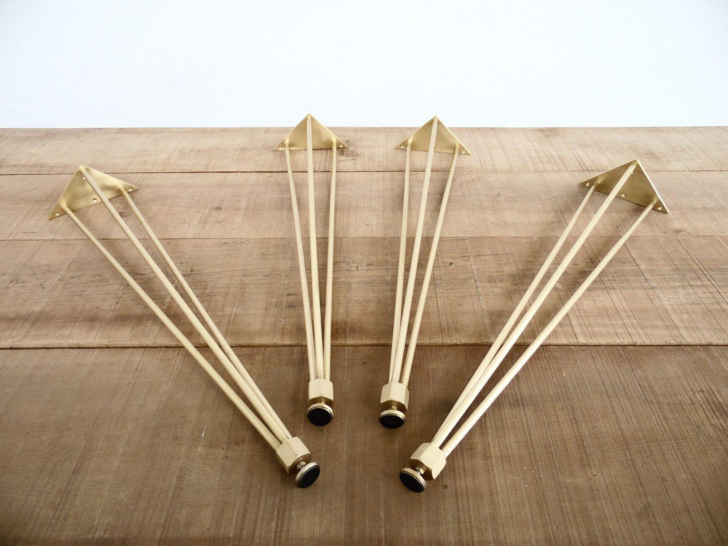 28" 3pinnuts Brass Hairpin Legs For Modern Tables Balasagun