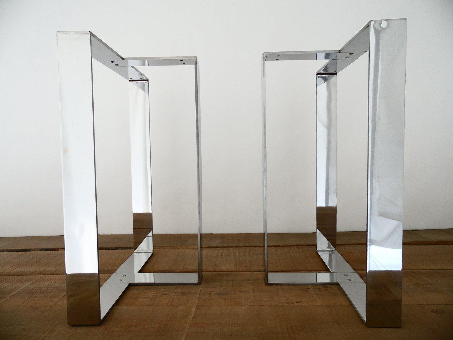 T Shaped Flat Stainless Steel Modern Table Legs Made To Order