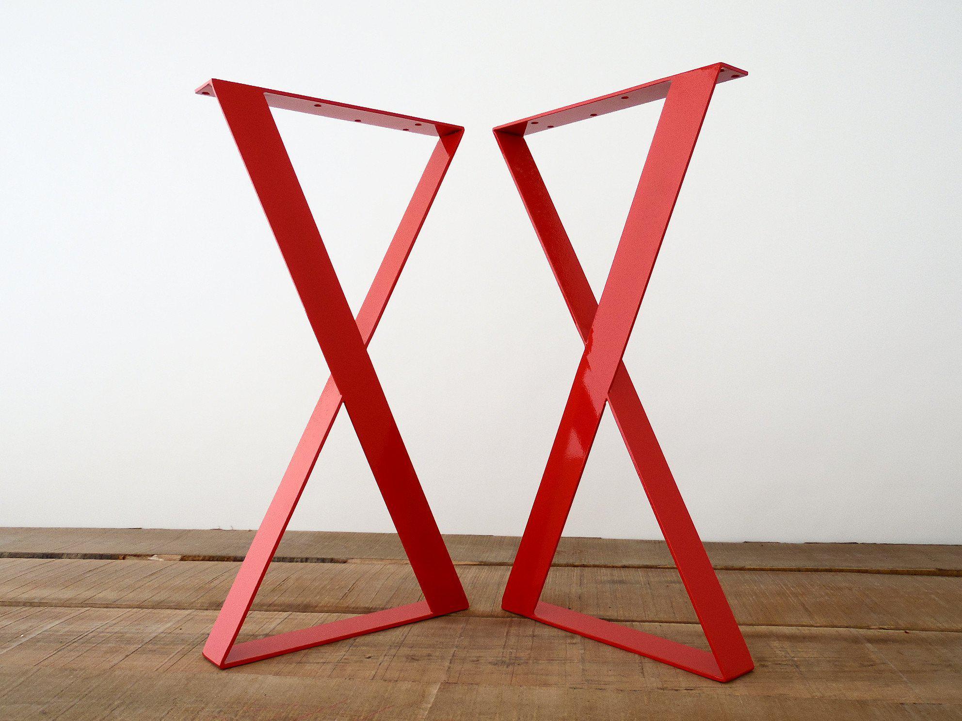 red metal table legs