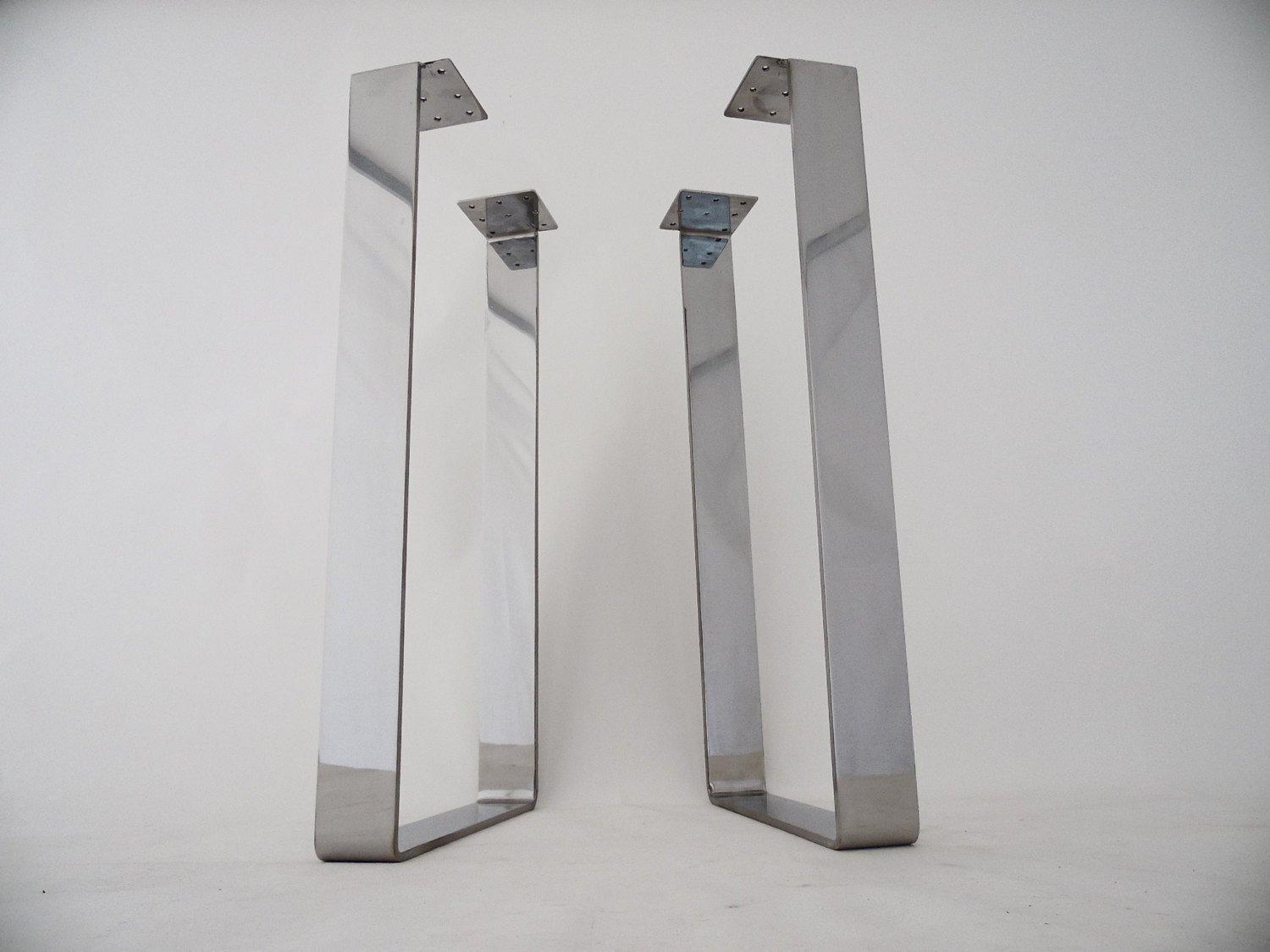 Bar Height Table Legs And Bases Made To Order   40 X 14 Flat Stainless Steel Bar Table Legs Height 33 40 Set2 Bar Table 2 1600x 