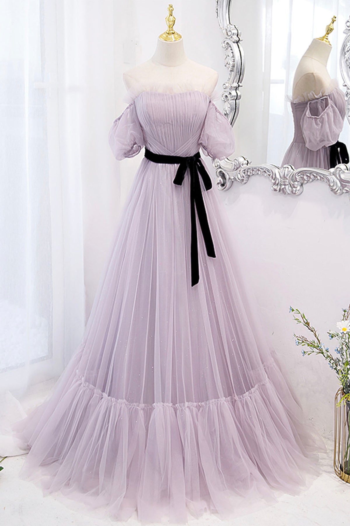 A Line Purple Tulle Long Prom Dresses, Purple Long Formal Evening Dres –  Eip Collection