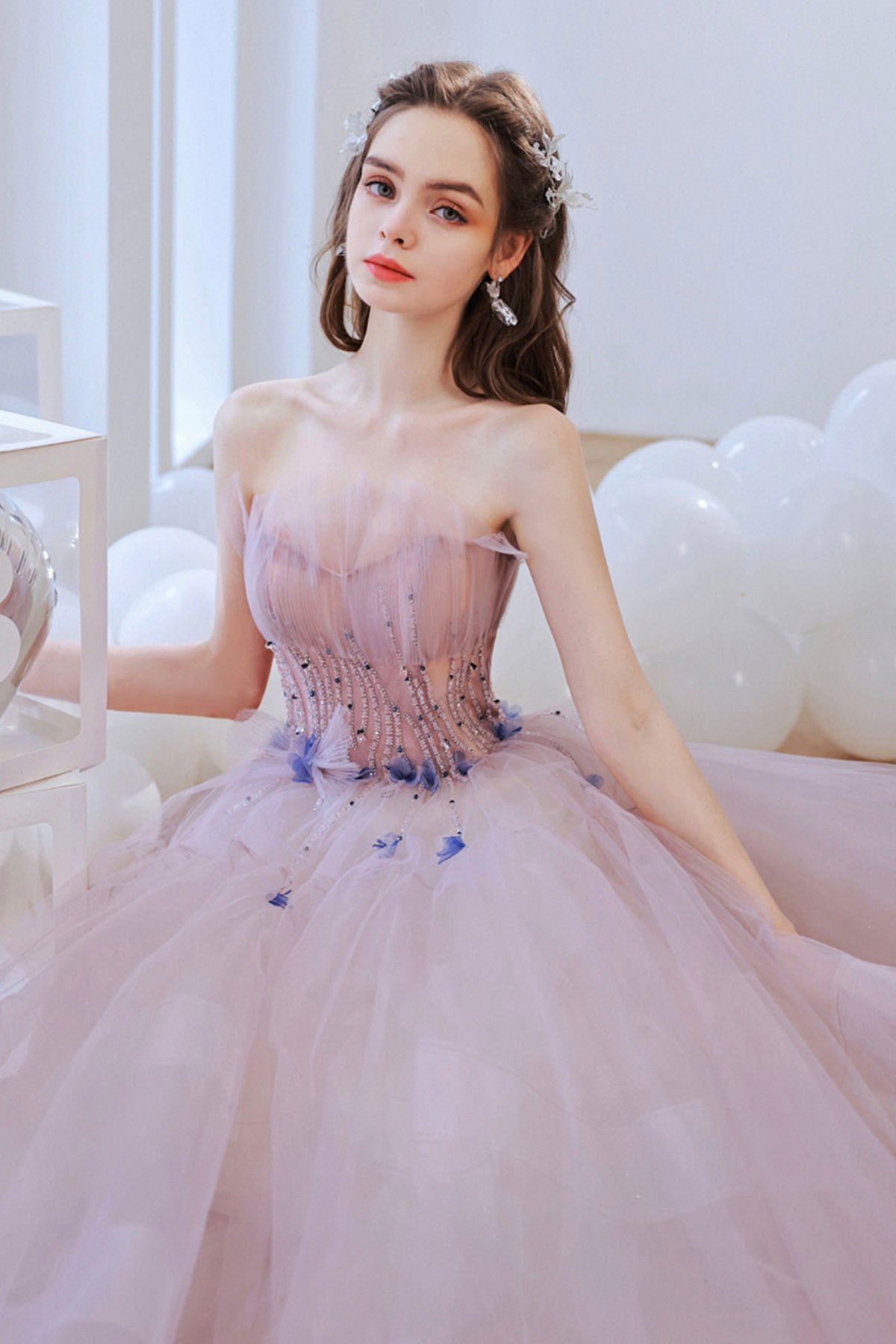 Princess Pink Tiered Layers Tulle Long Formal Gown – Dreamdressy