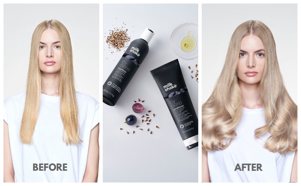 pant Tilfældig Centrum Keep the Brass out of your Blonde Hair with Black Shampoo – Milkshake USA