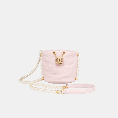 Chanel Small Pink Tweed Flap Bag With Large Pearl Handle Gold Hardware –  Coco Approved Studio