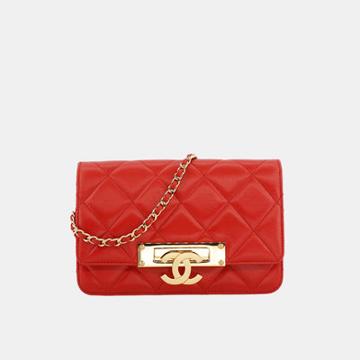 Sold Prada WOC Saffiano Red Gold Chain