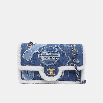 CHANEL Metallic Sheepskin Quilted 2.55 Reissue Mini Flap Blue 446620