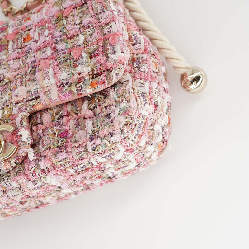 CHANEL Mini Pearl Handle Flap Bag in Pink Tweed  Dearluxe