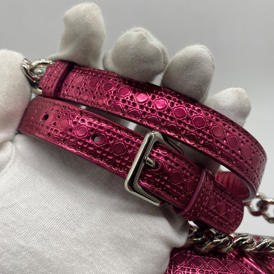 Dior Pink Metallic Perforated Leather Medium Diorama Bag