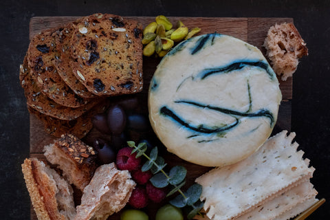 Cheese board seen from above