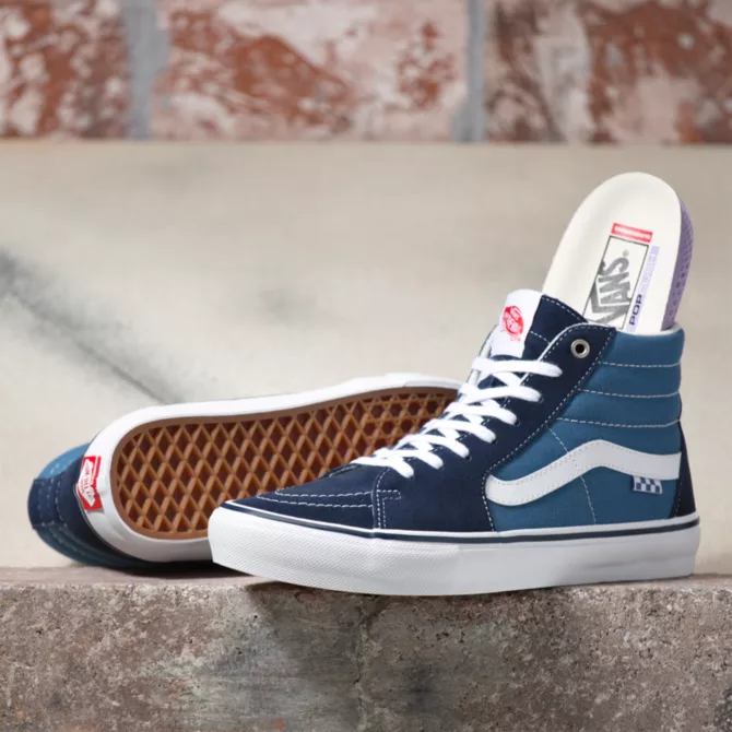 vans sk8 hi navy white